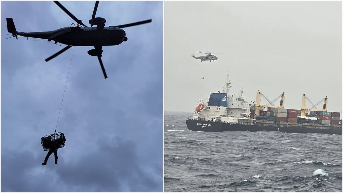 Indian Navy Rescues Critically Injured Chinese Sailor Off Mumbai Coast | WATCH - | Photo: X/SpokespersonNavy
